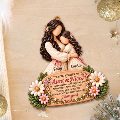 Personalized Aunt And Niece Wood Ornament