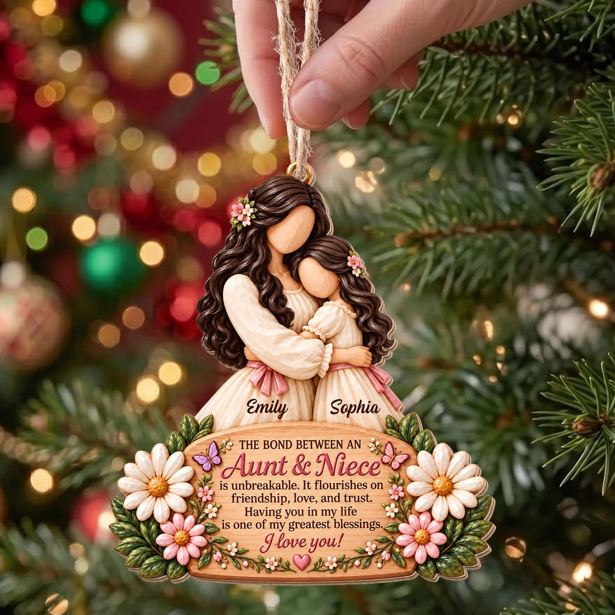 Personalized Aunt And Niece Wood Ornament