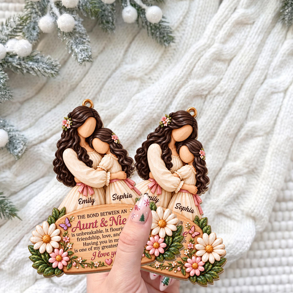 Personalized Aunt And Niece Wood Ornament