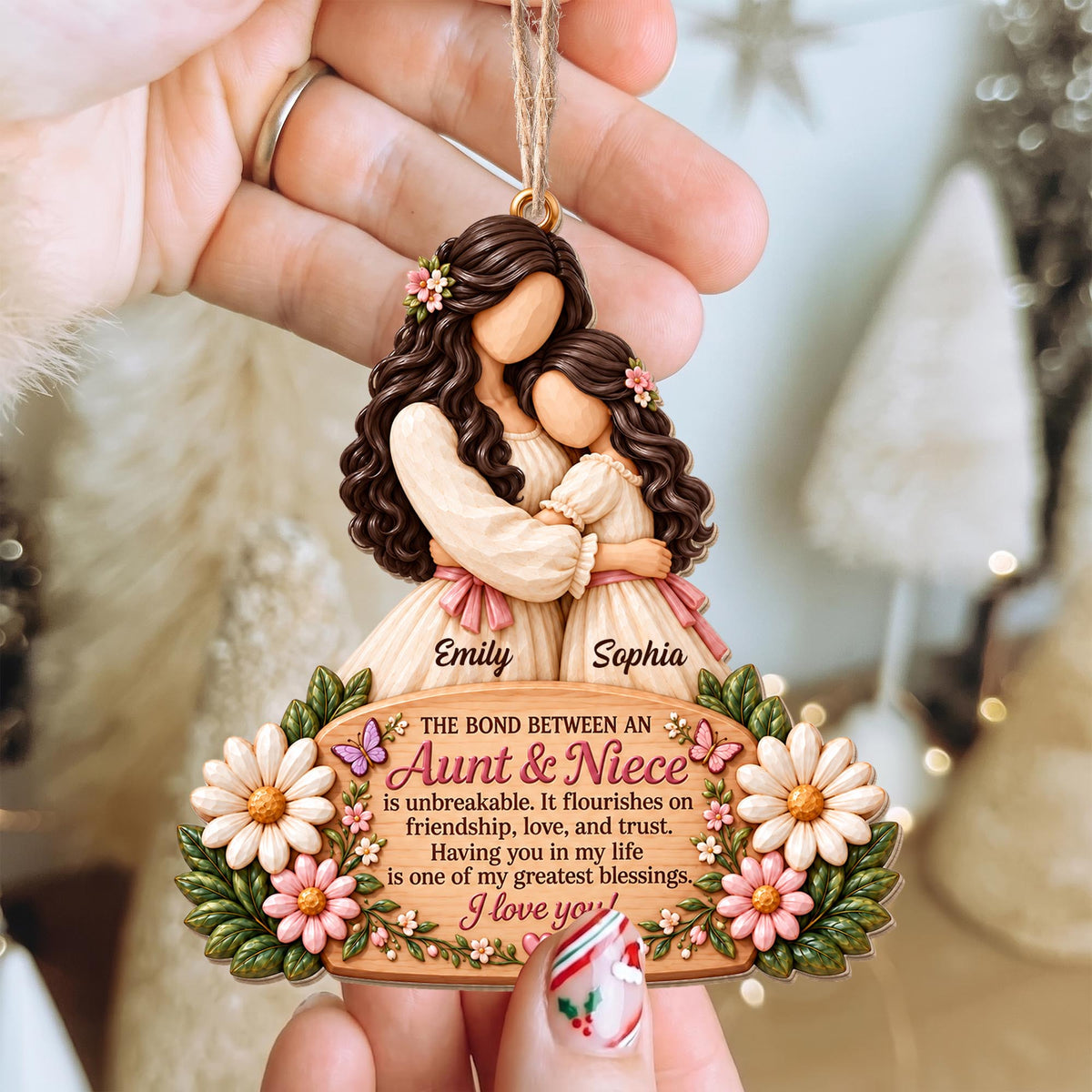 Personalized Aunt And Niece Wood Ornament