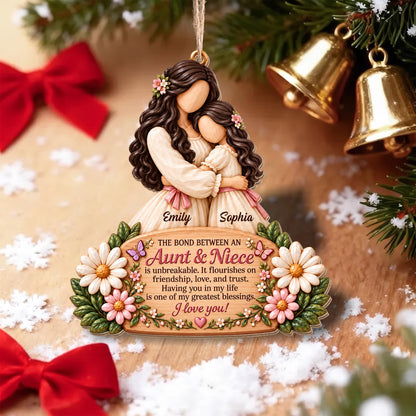 Personalized Aunt And Niece Wood Ornament