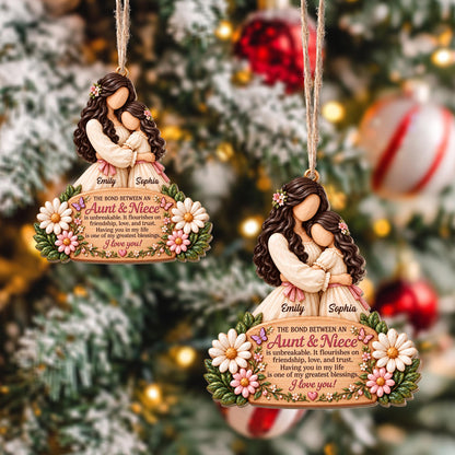 Personalized Aunt And Niece Wood Ornament