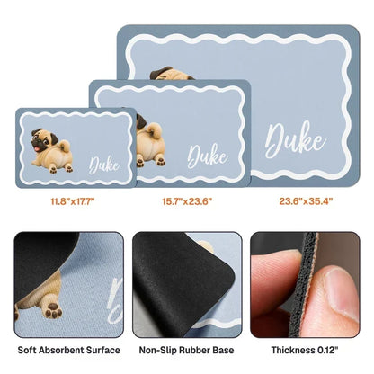 Personalized Pet Feeding Mat with Smiling Cartoon Dog Art, Sweet Mealtime Keepsake, Creative Gift for Dog Lovers