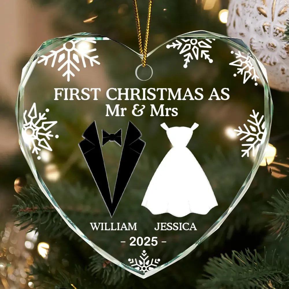 Personalized First Christmas As Mr And Mrs Crystal Ornament