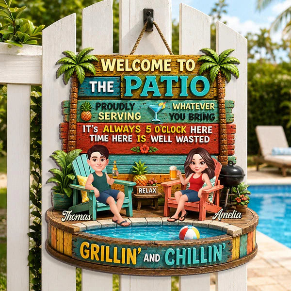 Personalized Grillin And Chillin Patio Wooden Sign