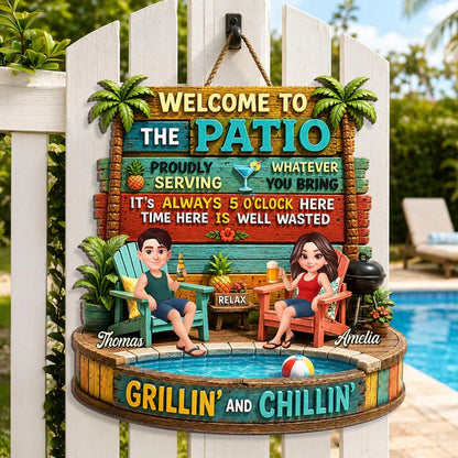 Personalized Grillin And Chillin Patio Wooden Sign