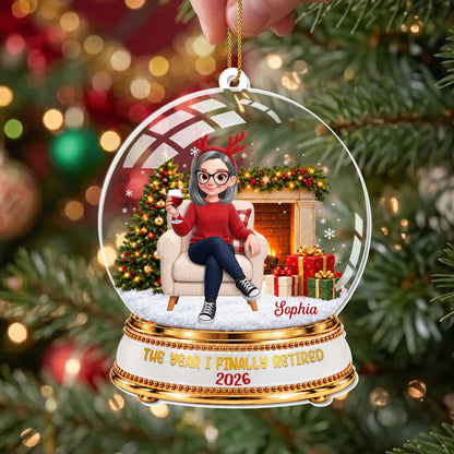 Personalized Retired Snow Globe With Wine Acrylic Ornament