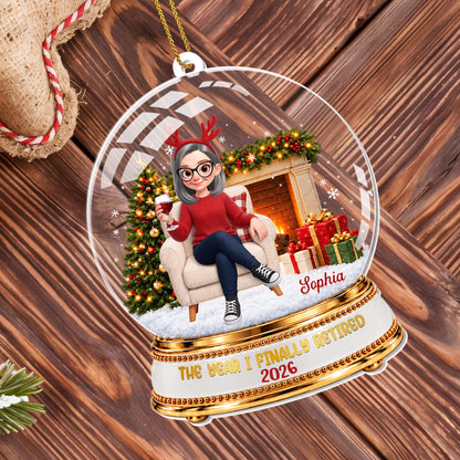Personalized Retired Snow Globe With Wine Acrylic Ornament
