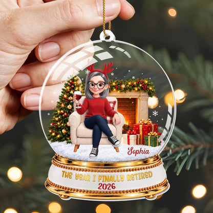 Personalized Retired Snow Globe With Wine Acrylic Ornament