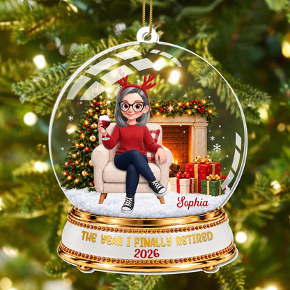 Personalized Retired Snow Globe With Wine Acrylic Ornament