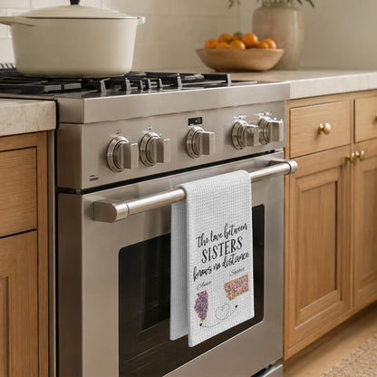 The Love Between Sisters Knows No Distance Floral State Map - Personalized Kitchen Towel - SIS269_TOWL
