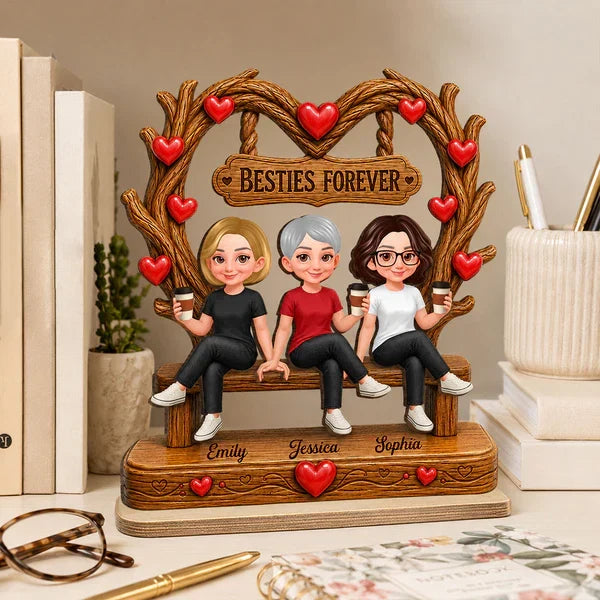 Personalized Besties Forever Heart Canopy Wooden Plaque