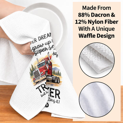 I Never Dreamed To Be A Super Sexy Trucker Big Rig Design - Personalized Kitchen Towel - TRUCK019_TOWL
