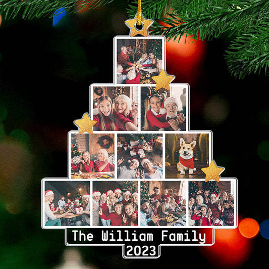 Personalized Christmas Tree Family Photo Collage Ornament