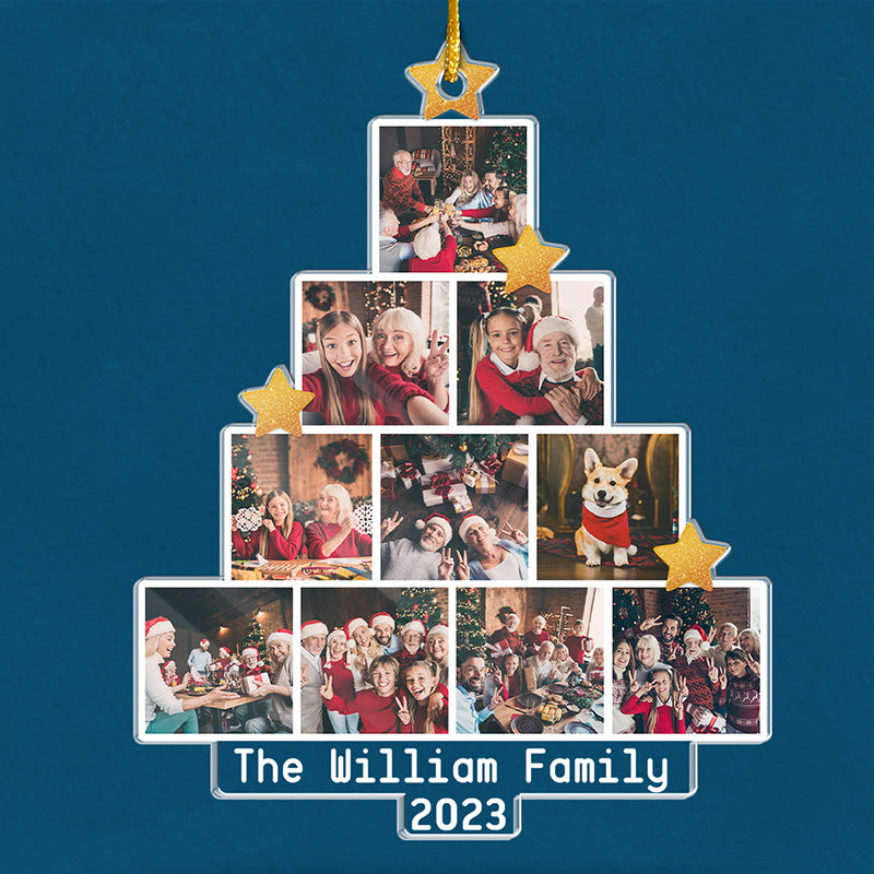 Personalized Christmas Tree Family Photo Collage Ornament