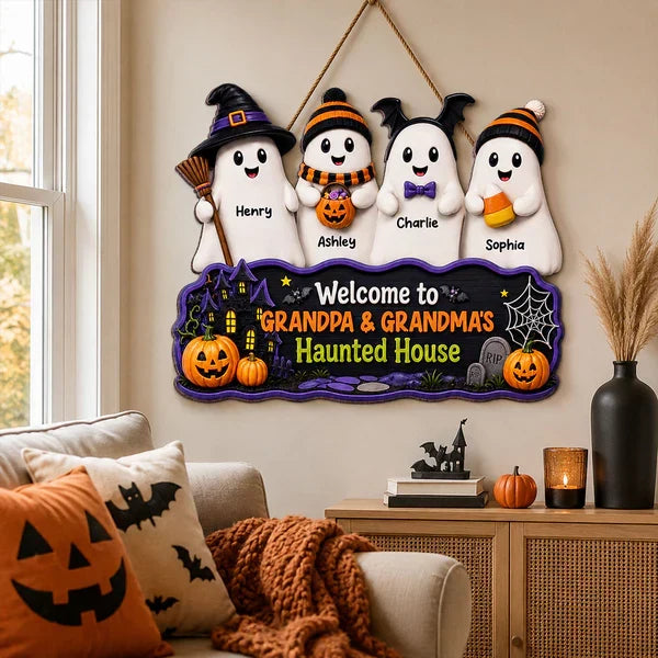 Personalized Standing Boo Kids Halloween Wooden Sign