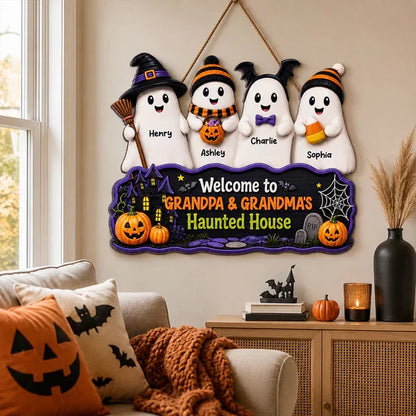 Personalized Standing Boo Kids Halloween Wooden Sign