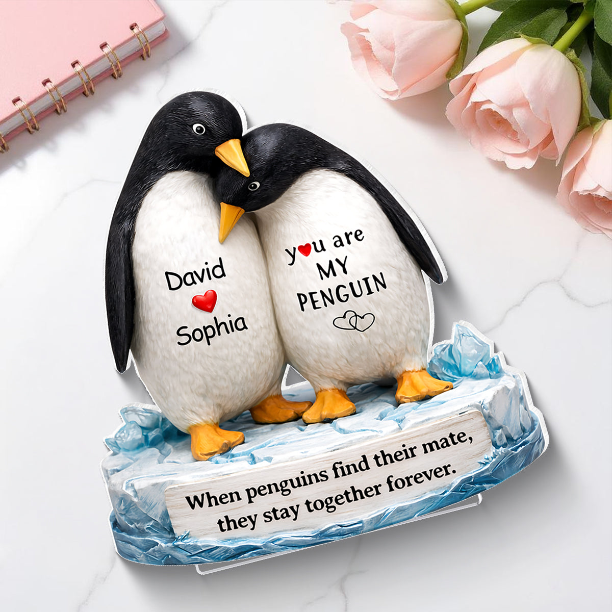 Personalized You Are My Penguin Couple Plaque