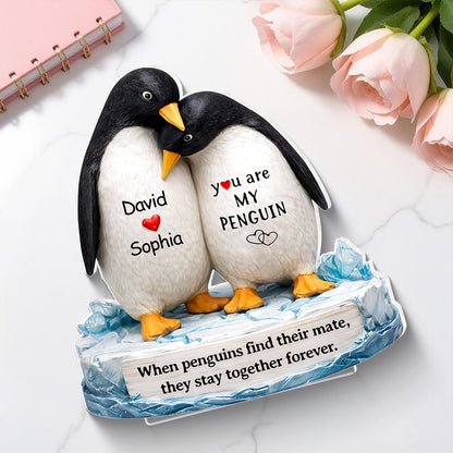 Personalized You Are My Penguin Couple Plaque