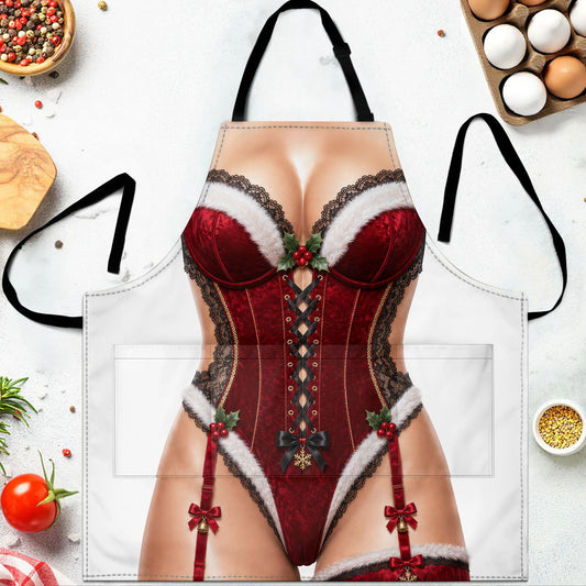 Personalized Sassy Santa Holiday Corset Cooking Apron