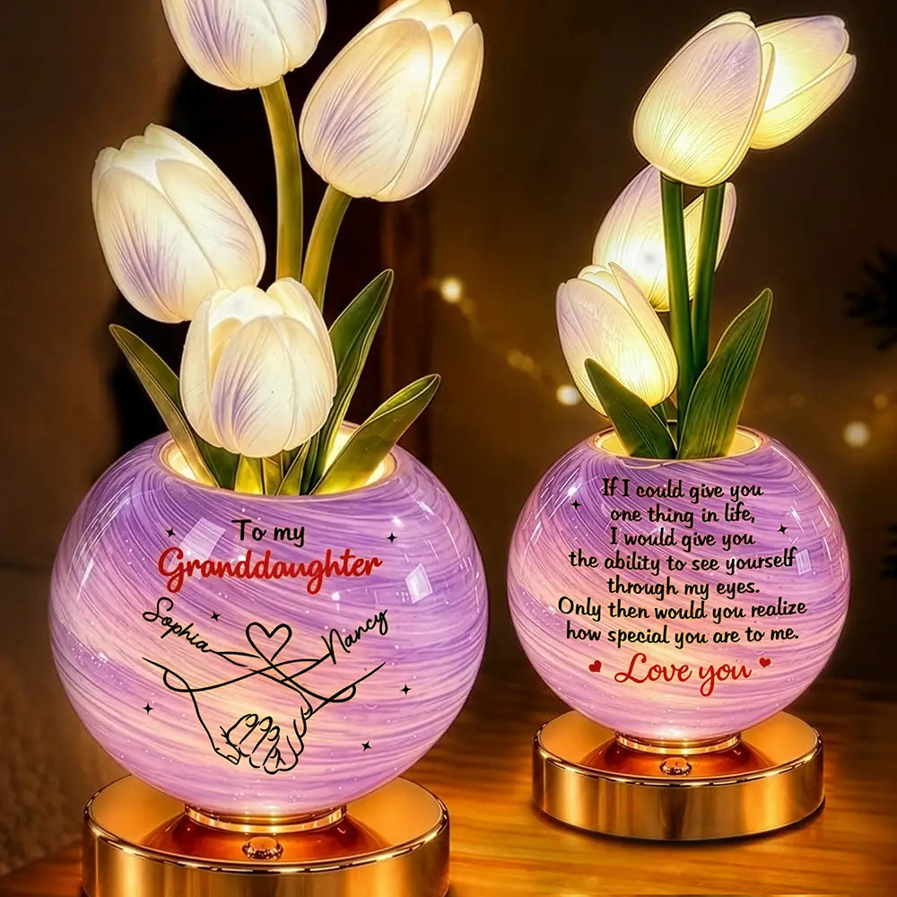 To My Daughter, Granddaughter Long Distance Christmas Home Decor Gift - Personalized Pinky Promise Tulip LED Night Light