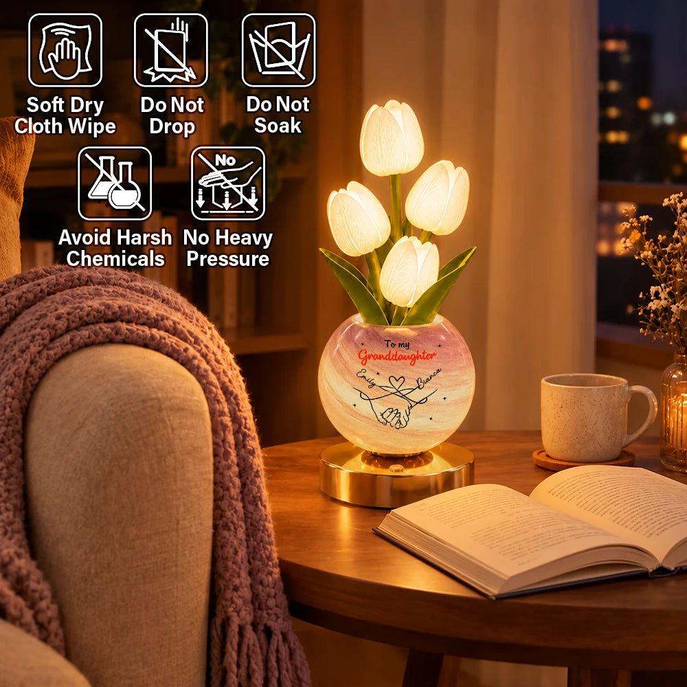 To My Daughter, Granddaughter Long Distance Christmas Home Decor Gift - Personalized Pinky Promise Tulip LED Night Light