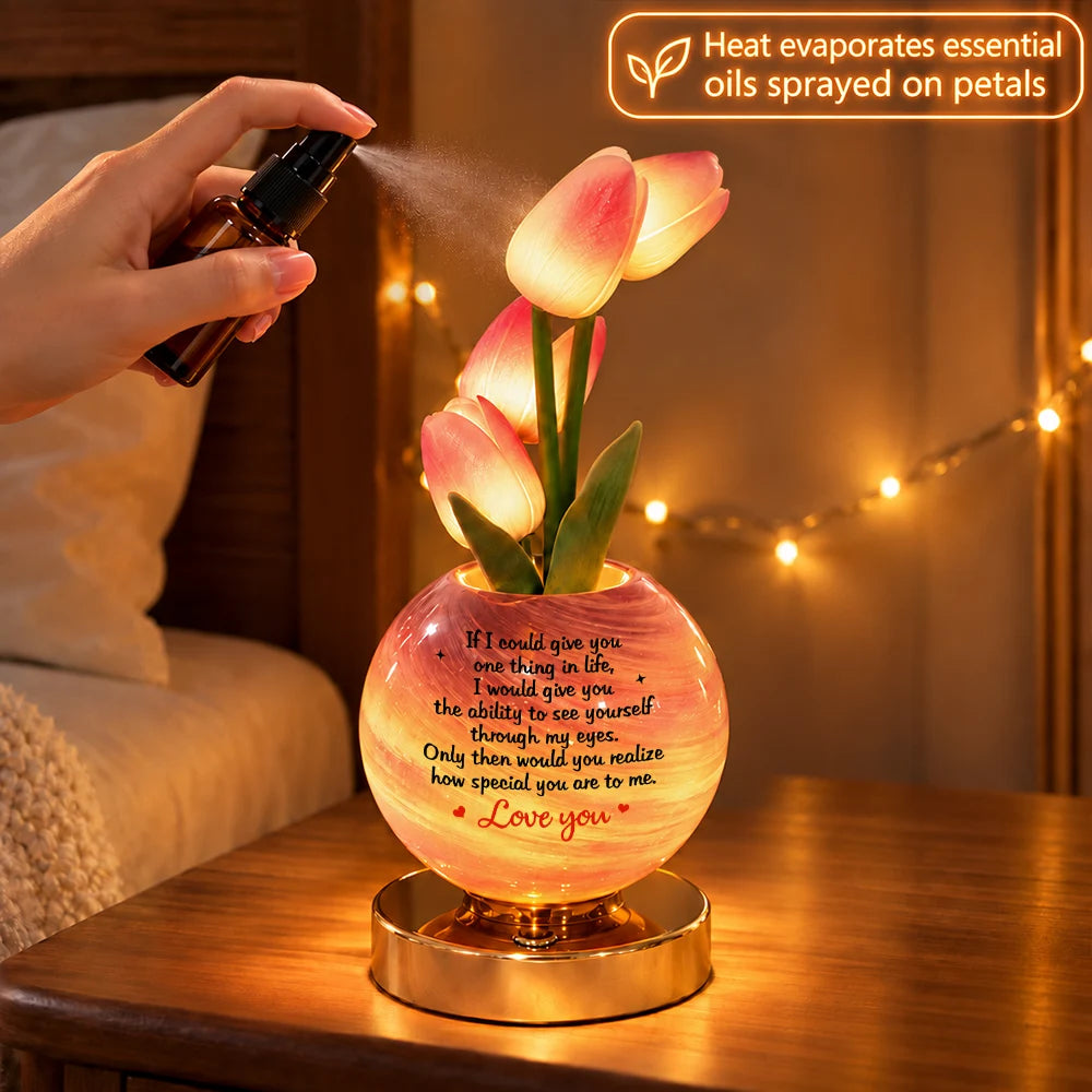 To My Daughter, Granddaughter Long Distance Christmas Home Decor Gift - Personalized Pinky Promise Tulip LED Night Light