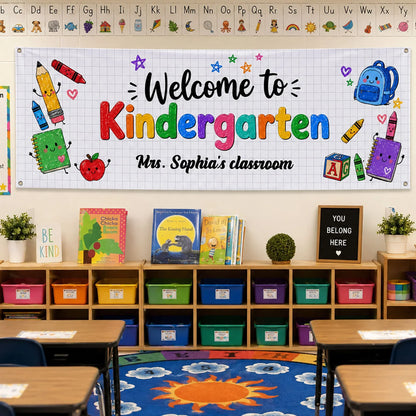 Personalized Welcome To Kindergarten Vinyl Banner
