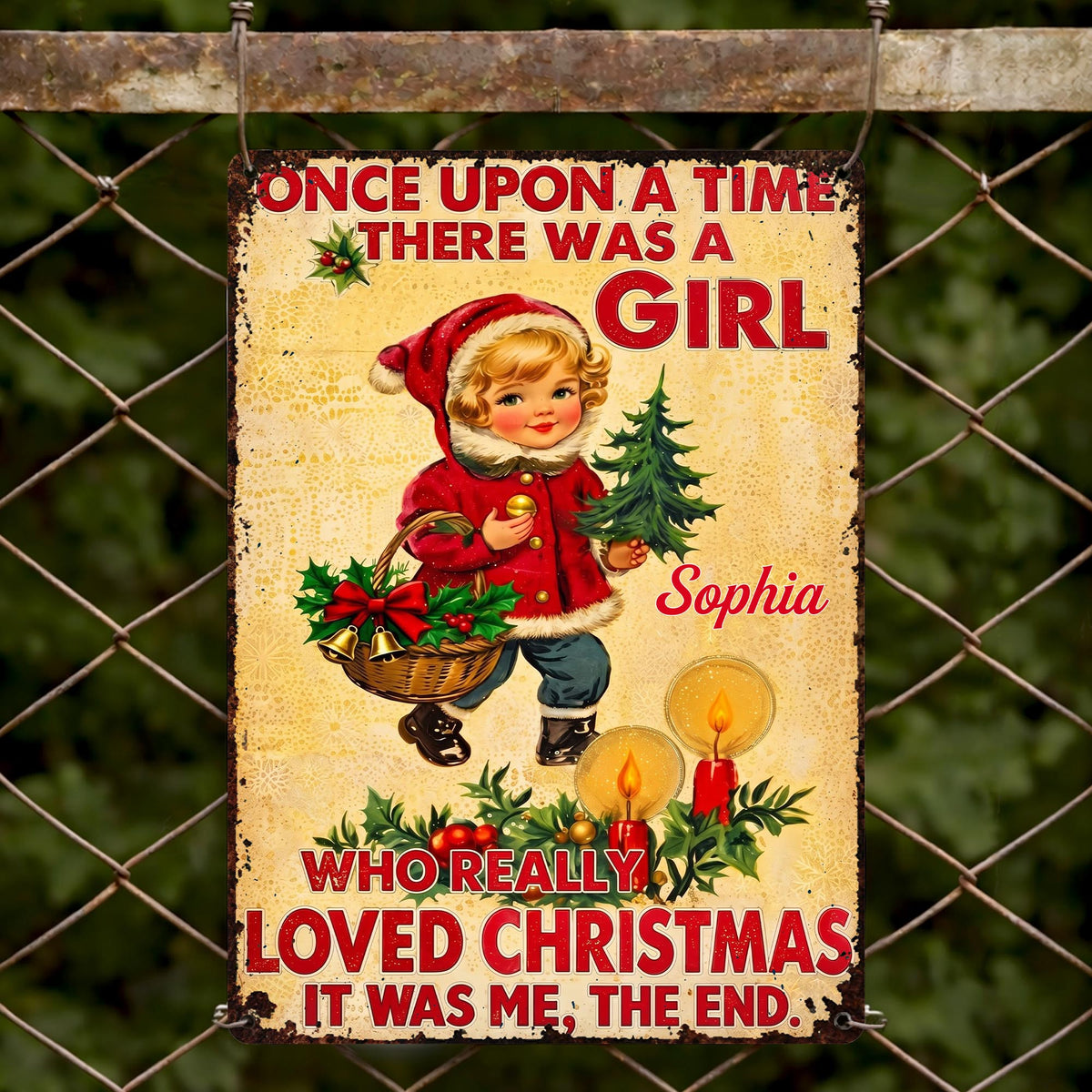 Personalized Once Upon A Time Snowman Christmas Metal Sign