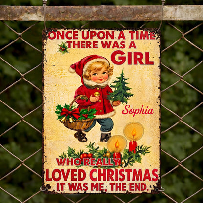 Personalized Once Upon A Time Snowman Christmas Metal Sign
