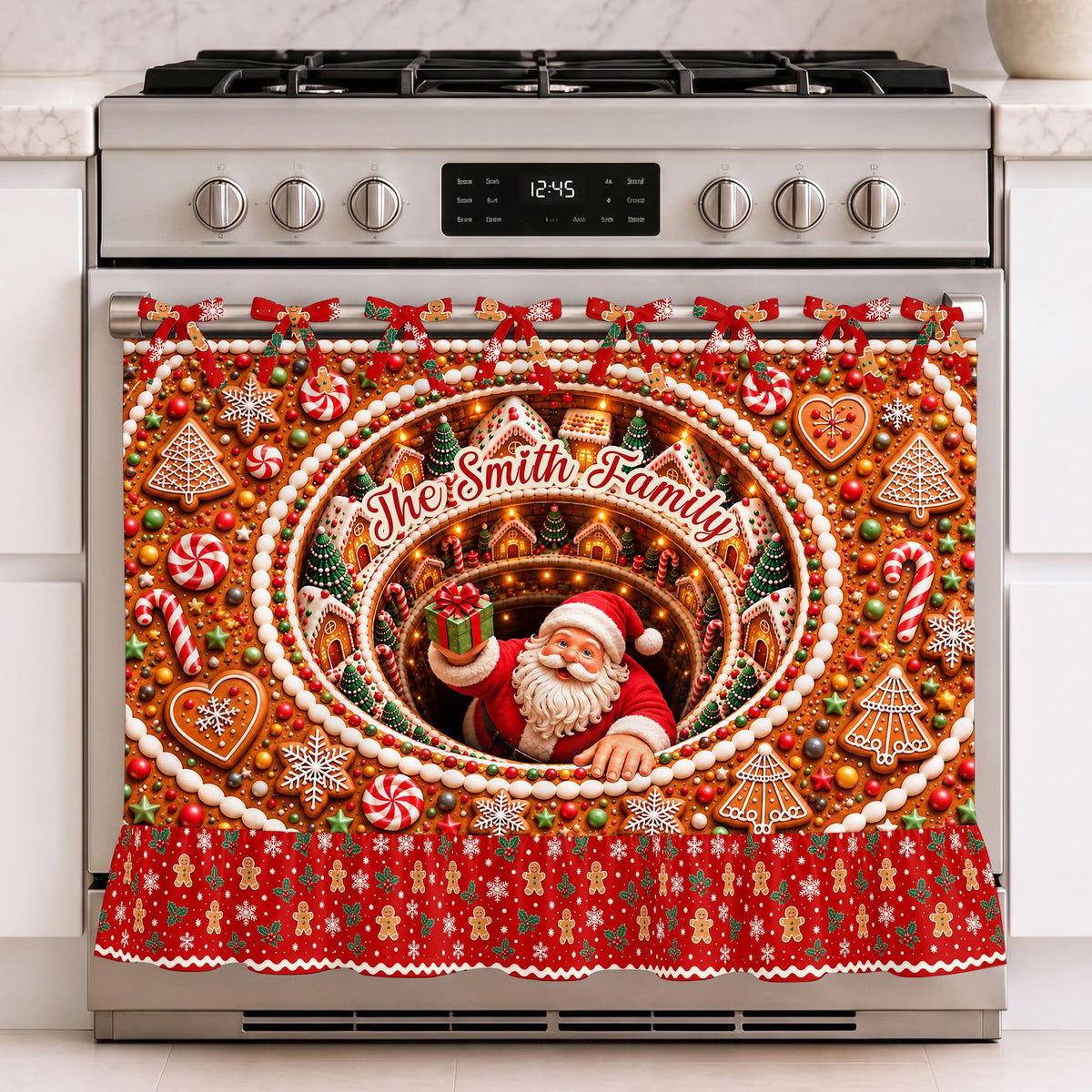 Personalized Family Santa Claus Oven Skirt Curtain