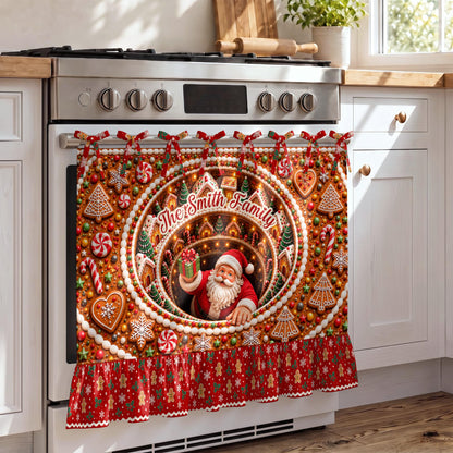 Personalized Family Santa Claus Oven Skirt Curtain