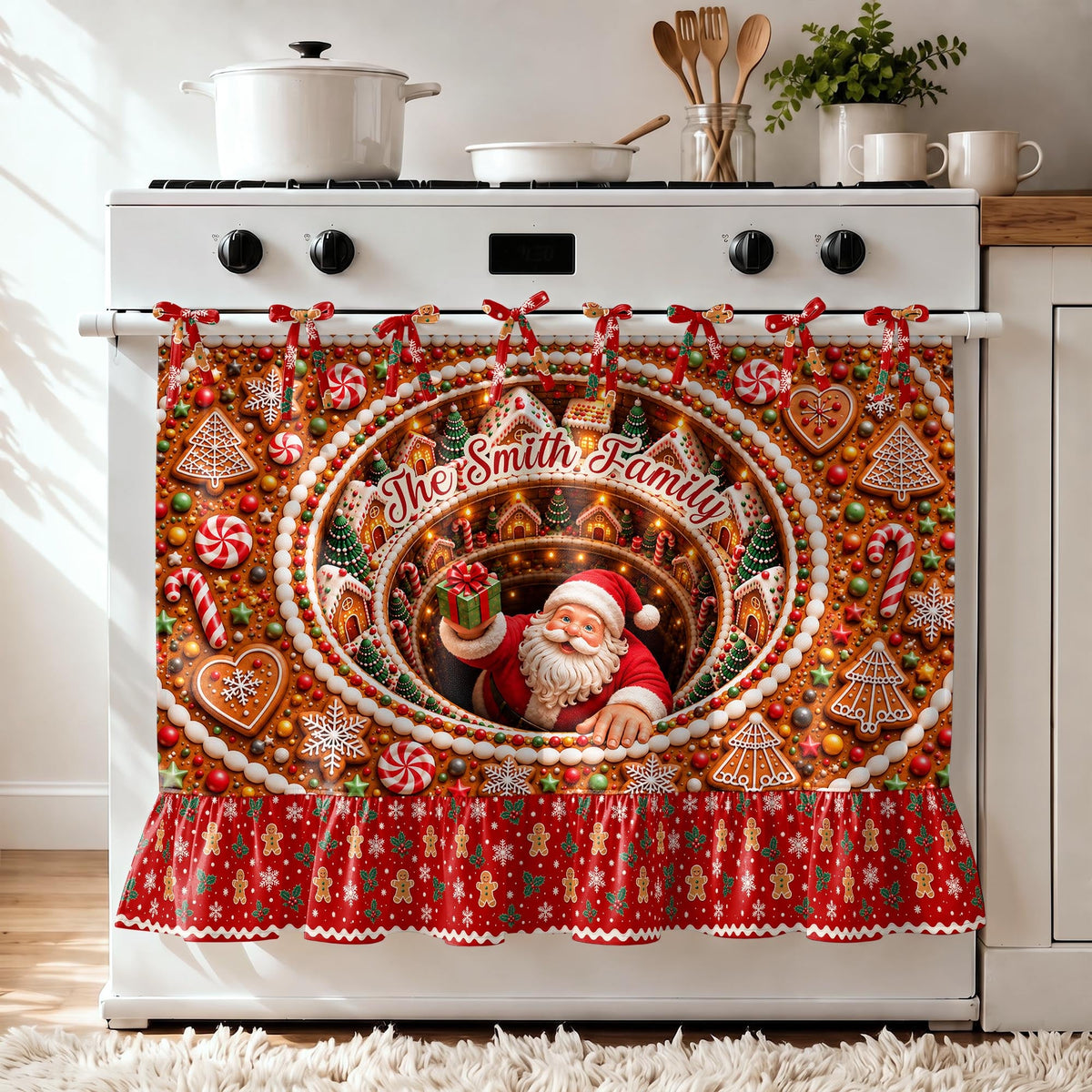 Personalized Family Santa Claus Oven Skirt Curtain