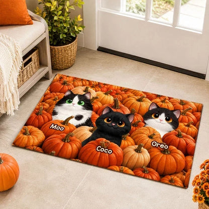 Custom Pumpkin Patch Cats Doormat