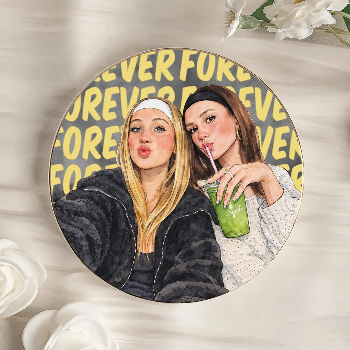 Turn Your Photo Into Watercolor Art - Best B*Tches Friendship Gifts - Personalized Jewelry Dish
