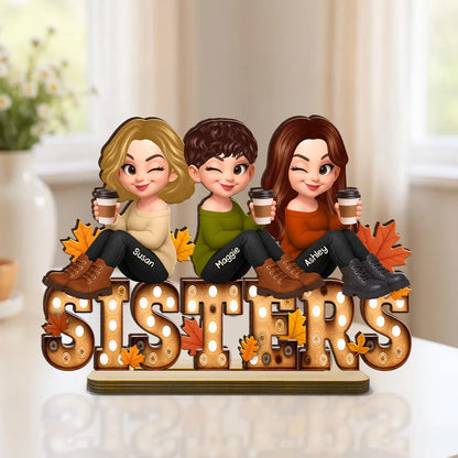 Personalized Autumn Sisters Wooden Plaque