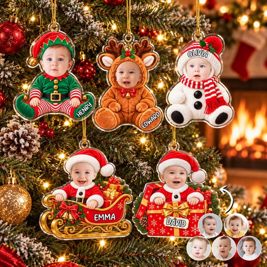 Personalized Acrylic Ornament, Baby in Festive Costume, Heartwarming Creative Gift for Grandparents