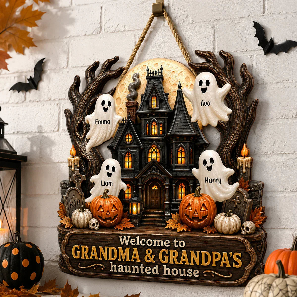 Personalized Grandma's Haunted House Wooden Sign