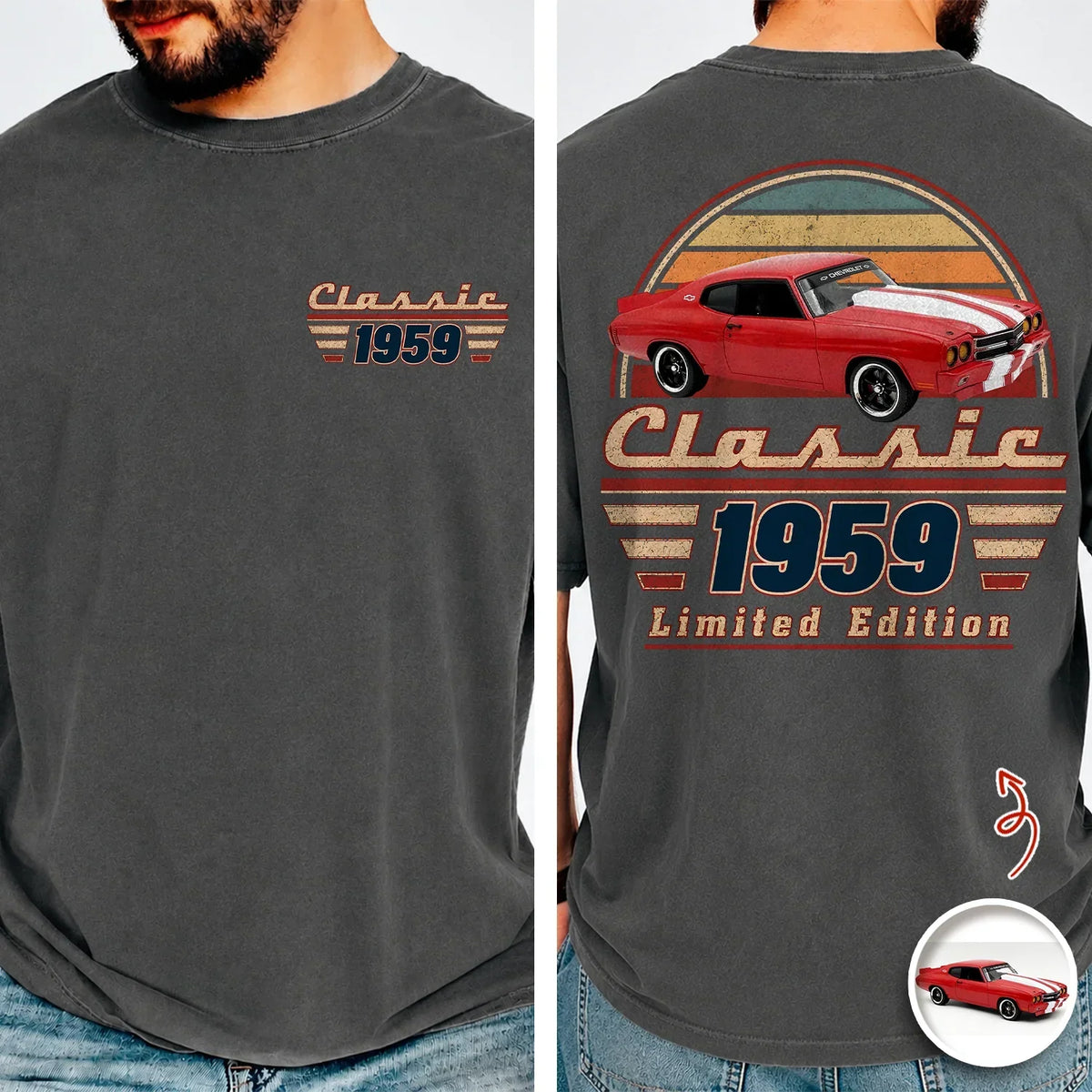 Personalized Vintage Car Art Denim Cap