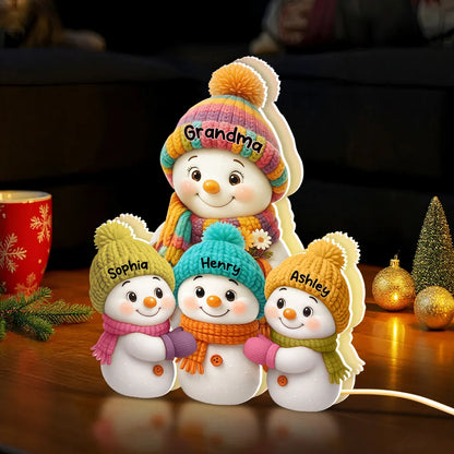 Personalized Snowman Family Acrylic Light Box