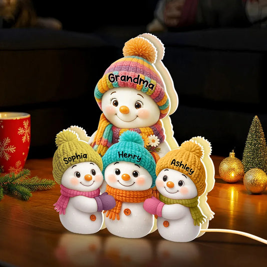 Personalized Snowman Family Acrylic Light Box