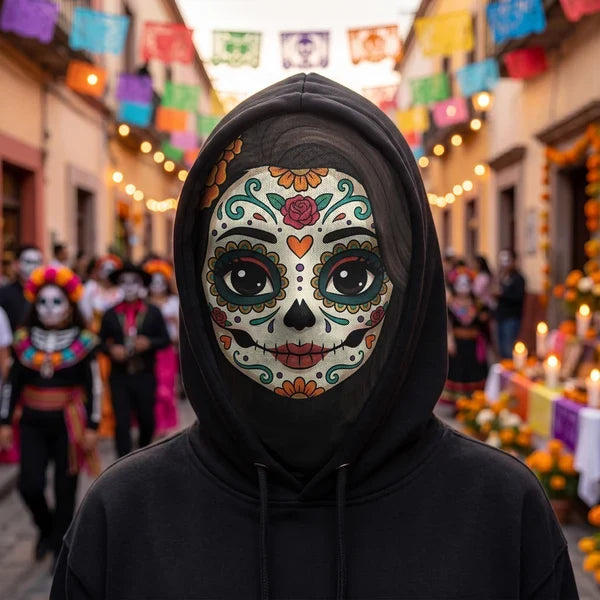 Custom Floral Sugar Skull Balaclava Hat