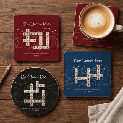 Personalized Team Crossword Ceramic Coaster