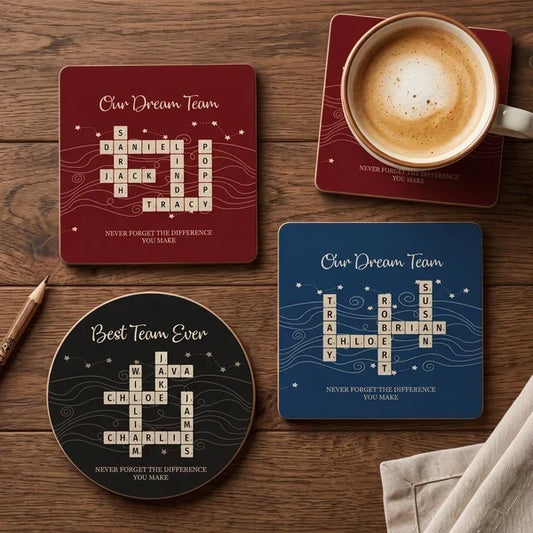 Personalized Team Crossword Ceramic Coaster