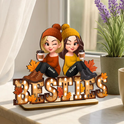 Personalized Autumn Sisters Wooden Plaque