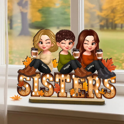 Personalized Autumn Sisters Wooden Plaque
