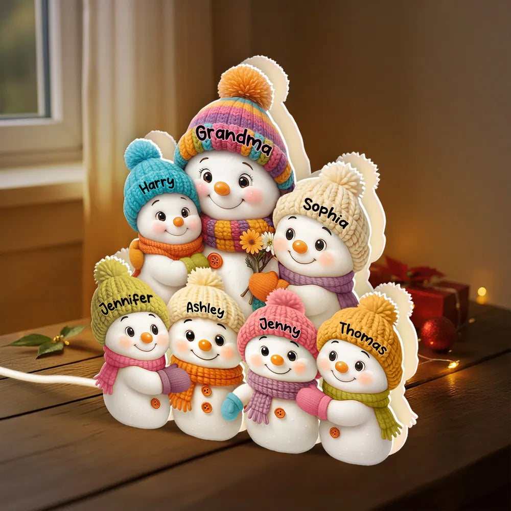 Personalized Snowman Family Acrylic Light Box