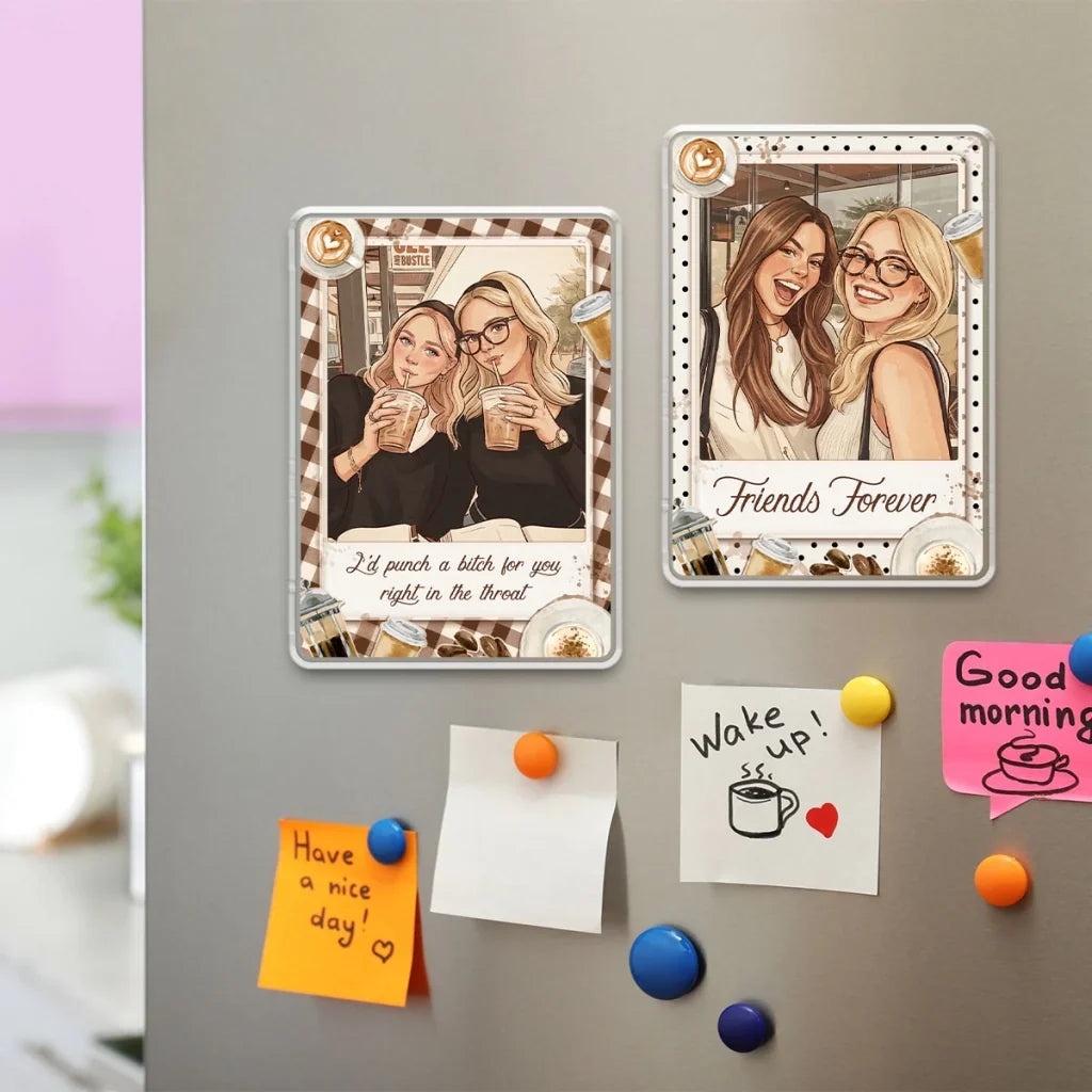 Friends Forever Acrylic Ornament, Friends Sharing Coffee, Creative Personalized Gift for Best Friend