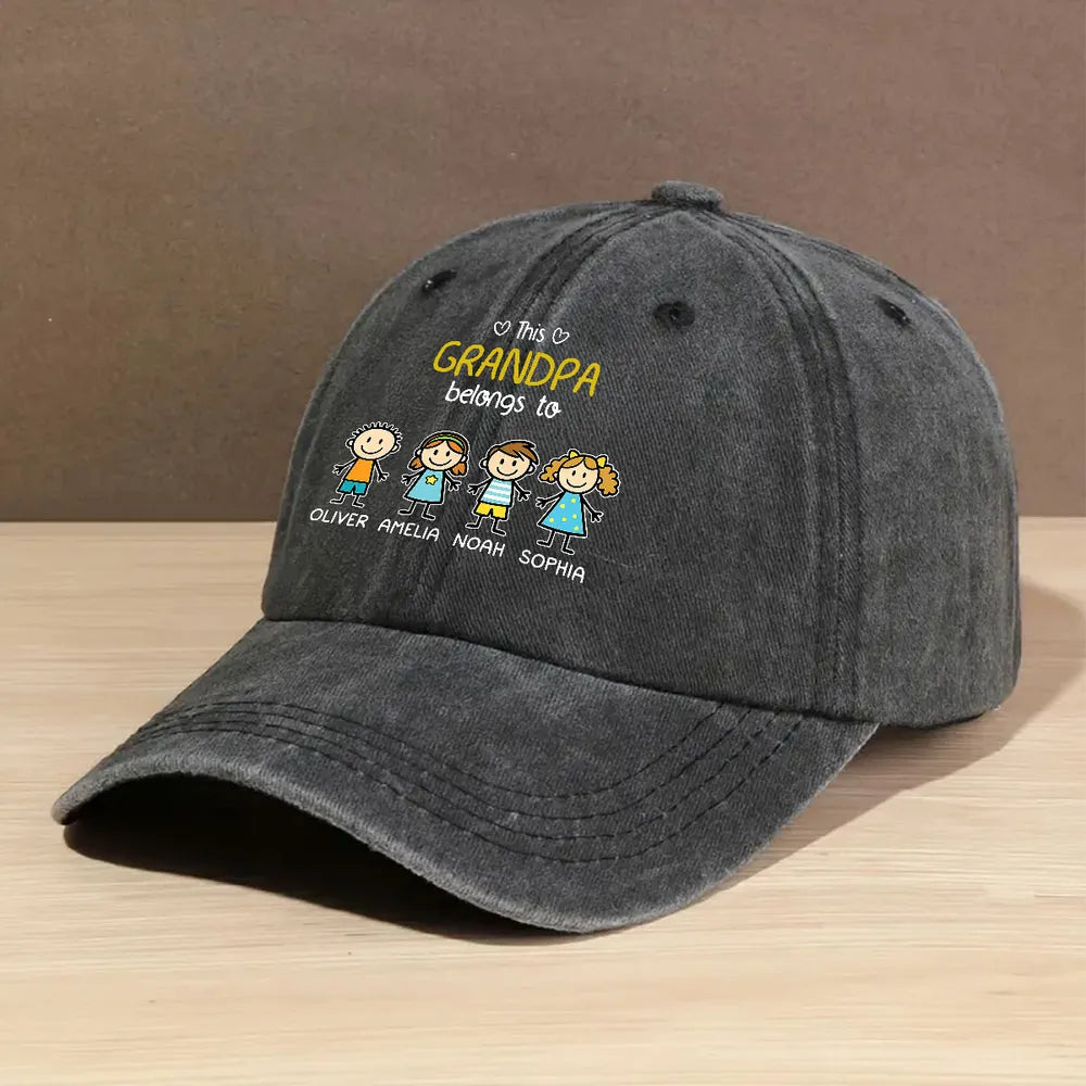 Personalized This Grandpa Belongs To Family Cap
