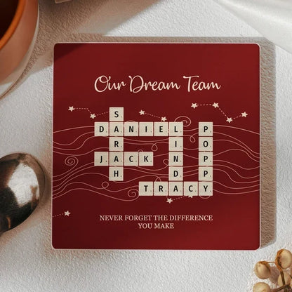 Personalized Team Crossword Ceramic Coaster